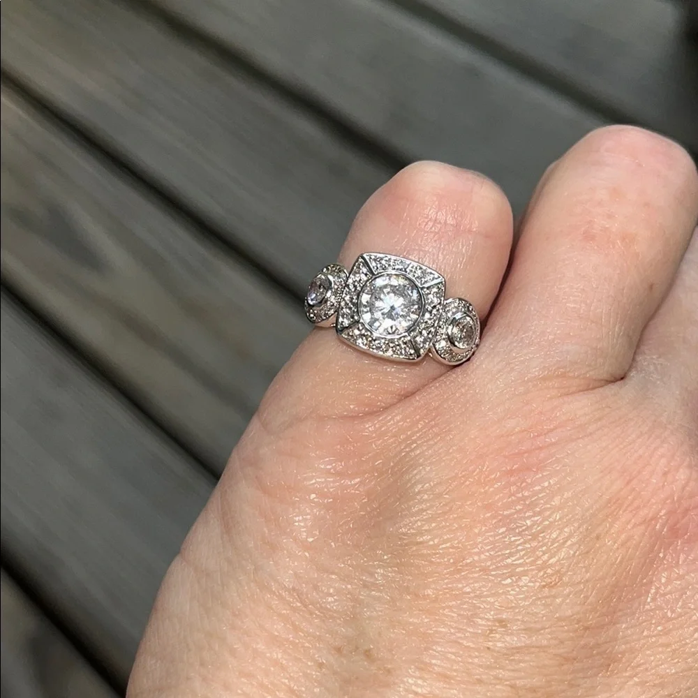 Art Deco-Inspired Ring with rhinestones and crystals